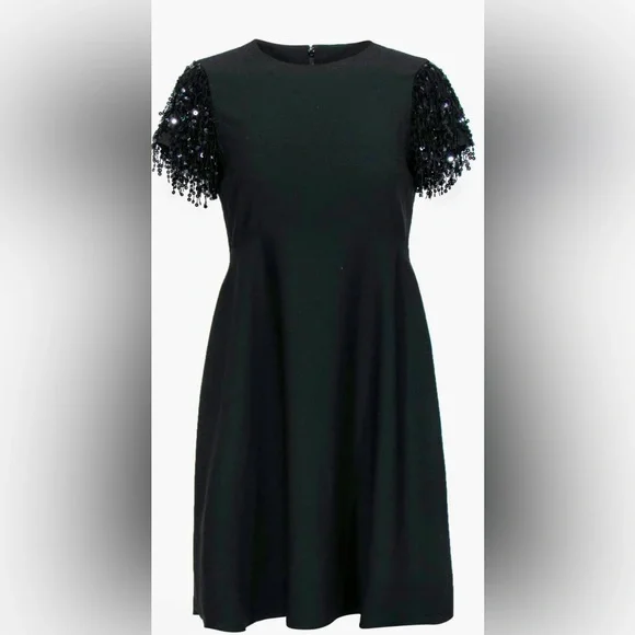 KATE SPADE NWOT Sequin Fringe Black Swing Dress Size 0 - Picture 2 of 15